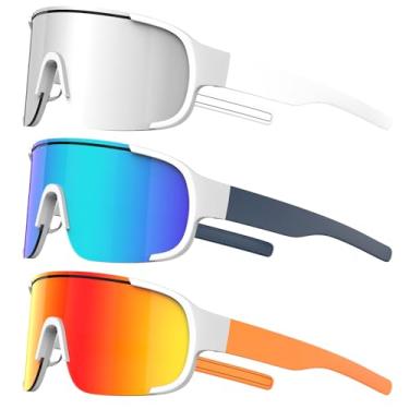 Imagem de Óculos de sol esportivos para ciclismo masculino e feminino com lentes polarizadas para corrida, pacote com 3, 7-8-10