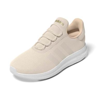 Imagem de adidas Tênis feminino Lite Racer 4.0 de renda elástica, Branco Maravilha/Branco Maravilha/Areia Cristal, 37