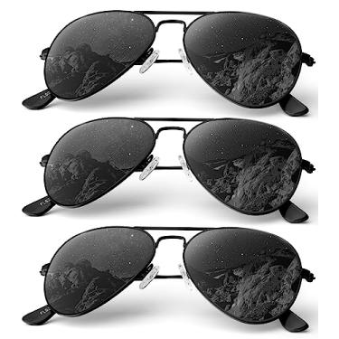 Imagem de Óculos de sol aviador para homens e mulheres óculos de sol polarizados para dirigir óculos de sol clássicos (pacote com 3) 58 mm, Preto/Preto/Preto, 58 millimeters