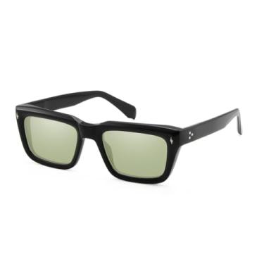 Imagem de HCHES Óculos de sol vintage de acetato para homens, moda para dirigir, colorido para mulheres (preto LGREEN)