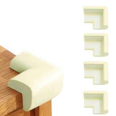 Imagem de Protetores de canto de borracha em forma de L - amortecedores macios sem adesivos para mesa de vidro, protetores de segurança de borda de móveis, branco