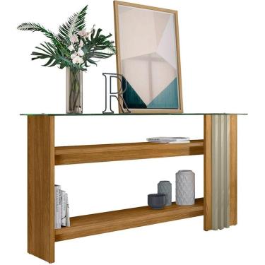 Imagem de Aparador Tampo De Vidro 2 Prateleiras Foz Cumaru/opala