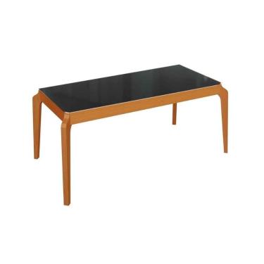 Imagem de Mesa Para Cozinha Petra Madeira Maciça Com Tampo Madeirado Com Vidro 160x90cm Carvalho Preto Fosco Vidro Preto Kappesberg