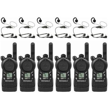 Imagem de Pacote com 6 rádios Walkie Talkie Motorola CLS1410 com fones de ouvido, preto