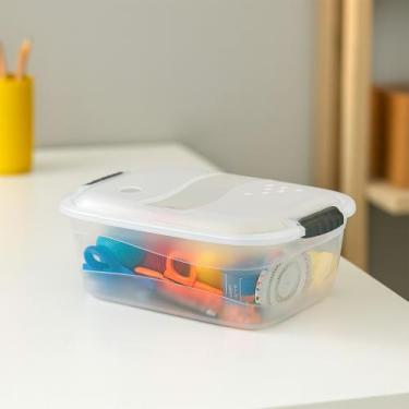 Imagem de Caixa Organizadora Plástica tipo Container com Tampa 3L Alças Laterais