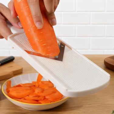 Imagem de Raladores de vegetais para cozinha V - Cortador de vegetais com lâmina, utensílios de cozinha eficientes para escova de salada de frutas incluídos para facilitar a limpeza (31 x 8,5 cm)