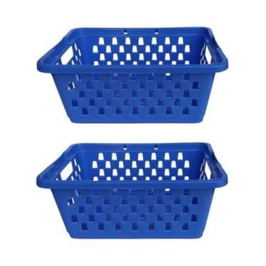 Imagem de Kit 2 Cestos Organizadores Pequeno 800 ML Azul 16x12x6cm - Ercaplast