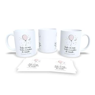 Imagem de Caneca com Frase de Clarice Lispector, Porcelana Branca, Design Pássaro em Voo, Decorativa com Citação Literária 'Liberdade é pouco' (19058)