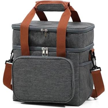 Imagem de Bolsa Termica Marmita Lancheira Grande Alça Ombro Trabalho Passeio Academia Dois Andares (CINZA)