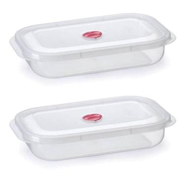 Imagem de Kit 2 Potes Raso C/ Válvula Para Alimentos 1,9L Transparente - Nitron
