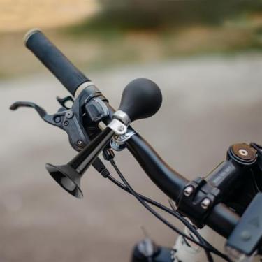 Imagem de Buzina de bicicleta, buzina de ar de metal vintage resistente às intempéries, serve para todas as bicicletas e motocicletas, sons altos (preto)