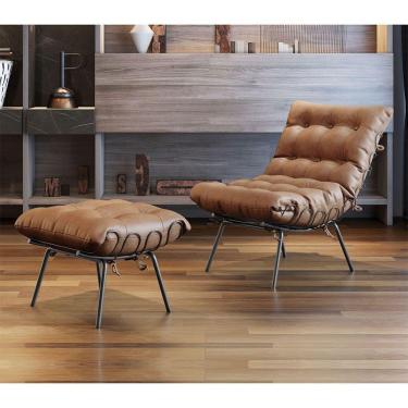 Imagem de Poltrona E Puff M07 Estrutura Em Ferro Mais Decor Preto/marrom