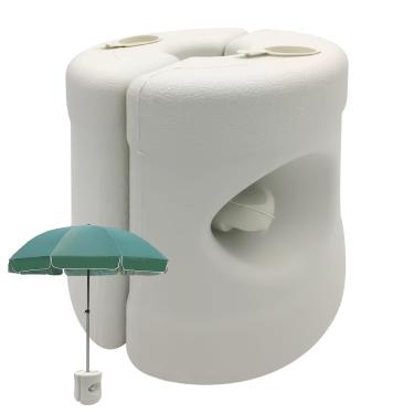Imagem de Suporte de guarda-chuva ao ar livre - Base redonda para guarda-chuva externo - Pesos de tambor à prova de vento Suporte de dossel preenchido com água ou areia Montagem fácil para praia, piscina, deck