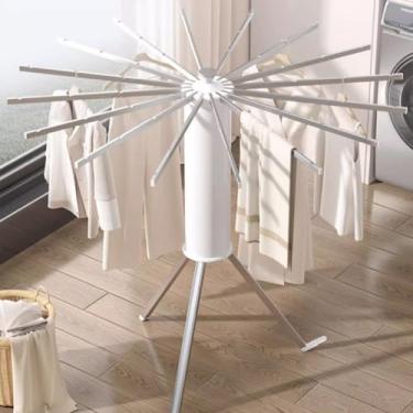 Imagem de JYXYXSCP Rack de secagem de roupas de tripé, suporte de roupas independente, cabideiro de alumínio portátil dobrável, para varanda de apartamento interno e externo