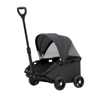 Imagem de Fxzqgnh Carrinho de Passeio Dobrável para Cães E Gatos com 4 Rodas, Respirável E Ideal para Viagens. Perfeito para Cães, Filhotes E Gatos, preto