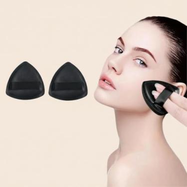 Imagem de Pacote com 2 pacotes de pó puff rosto macio triângulo maquiagem puff para pó solto pó mineral pó corporal veludo base cosmética liquidificador esponja beleza ferramentas de maquiagem, preto
