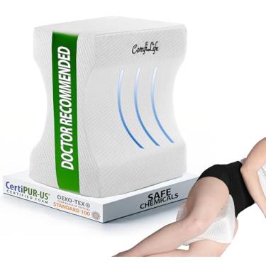 Imagem de ComfiLife Travesseiro ortopédico de joelho e perna para dormir de lado – 100% espuma viscoelástica para dor nas costas, alívio da dor no quadril