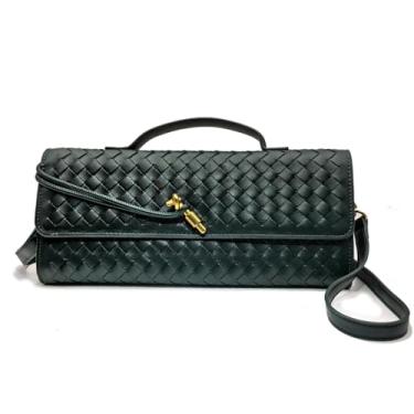 Imagem de Qiannaura Bolsas de mão formais femininas de couro tecido noturno grande clutch para casamentos e festas | Bolsa de ombro conversível, Verde escuro