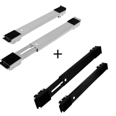 Imagem de Suporte Universal de Alumínio com Rodinhas, Base Carrinho para Geladeira, Fogão e Máquina de Lavar, Movedor de Aparelhos Durável (Preto+Cinza 4uni)