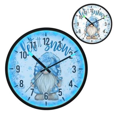 Imagem de Relógio de parede LED que brilha no escuro e ativado por voz, design silencioso de gnomo azul de 30,5 cm, operado por bateria para decoração de quarto e sala de estar (145)
