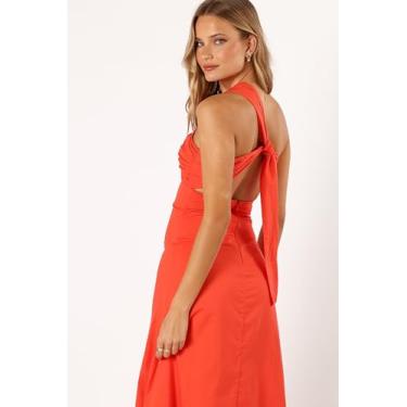 Imagem de Petal & Pup Vestido longo feminino Luna de um ombro só, Tangerina, GG
