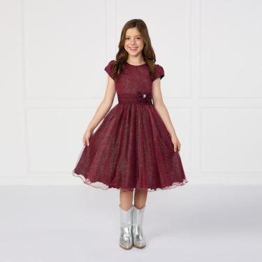 Imagem de Vestido Glitter Marsala Infantil Princesa Festa Brilho Aniversário - J