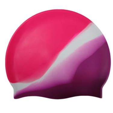 Imagem de Touca de Natação Impermeável，Toca de Natação Adulto，Touca De Natação Silicone Lisa Colorida Multicor (Violeta/Branco/Pink)