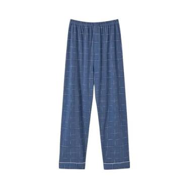 Imagem de Calças De Pijama De Algodão Para Adultos, Estilo Xadrez, Confortáveis 