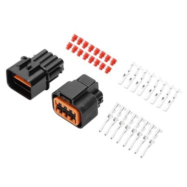 Imagem de VekAuto Kit de plugue de conector de farol dianteiro de 8 pinos compatível com Hyundai para Kia, conector de terminal de fio fêmea de plástico preto série 2,2 mm à prova d'água