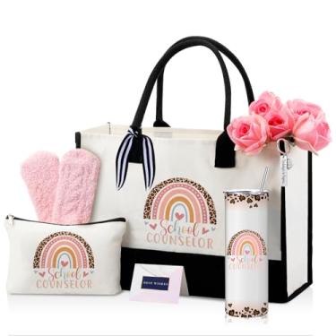 Imagem de Geiserailie 8 peças, presentes, incluindo sacola grande, copo térmico, bolsa de cosméticos, meias de pelúcia, chaveiro de metal, cartão atencioso e 1 envelope combinando