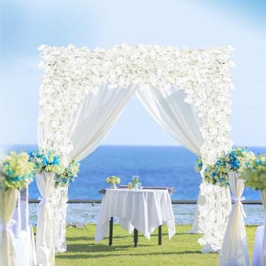 Imagem de Guirlanda de flor de cerejeira artificial de flores de cerejeira para pendurar em casa, casamento, jardim, festa, arco, escritório, decoração (branca)