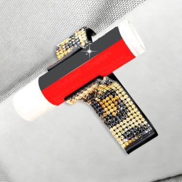 Imagem de I3DIDEA Suporte de chapstick de strass para viseiras de carro, 1 pacote com acessórios de carro brilhantes para mulheres e mulheres, protetor labial organizador de viseira de sol com materiais