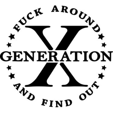 Imagem de eDesign Adesivo de vinil Gen X FAFO – 10 cm – Decalque de atitude retrô engraçado geração X para carro, caminhão, SUV, van, para-choque, janela, laptop, caixa de ferramentas e qualquer superfície lisa