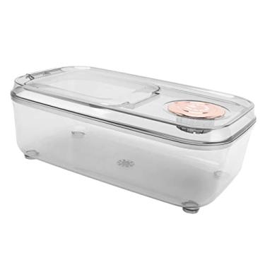 Imagem de KIMISS Contêiner de Armazenamento de Grãos de Arroz Transparente Com Tampa de Flip - CT à Prova de Alimentos Com Medição de Copo para Organização de Cozinha Inteligente (5 kg de branco transparente)