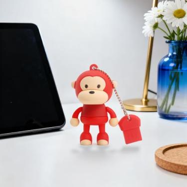 Imagem de Pen Drive USB de 16 GB, dispositivo externo de armazenamento de dados, animal fofo, perfeito para presentear familiares e amigos (macaco vermelho)