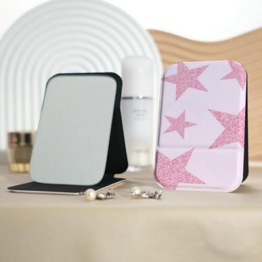 Imagem de Espelho de maquiagem portátil Millennium Y2K Pentagram Series, mini espelho portátil dobrável, espelho de contorno quadrado portátil com flip vertical, adequado para todos em várias ocasiões