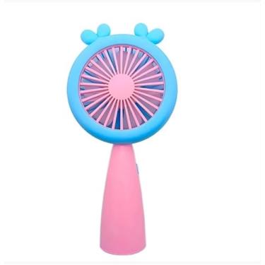 Imagem de Mini Ventilador Portátil Recarregável USB com Luz LED | 2 Velocidades, Silencioso, Compacto e Ideal para Viagem, Mesa ou Escritório (Rosa)