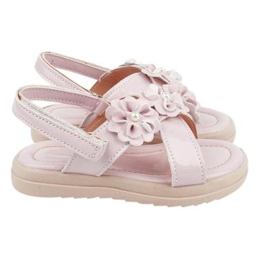 Imagem de Sandália Feminina Infantil leve e confortável, moda Verão com Flores -