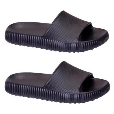 Imagem de Kit 2 Pares Chinelo Nuvem Ortopédico Unissex Macio e Confortável, Pret