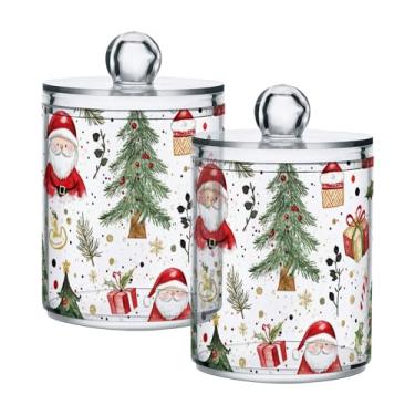 Imagem de xigua Pacote com 4 lindos suportes de Natal para bolas de algodão, cotonete – Frasco de plástico de boticário de armazenamento versátil transparente de 4 ml para banheiro e organização de