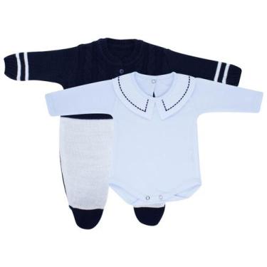 Imagem de Kit Macacão Jacquard Marinho e Body com Gola Bordada - Kowak, RN