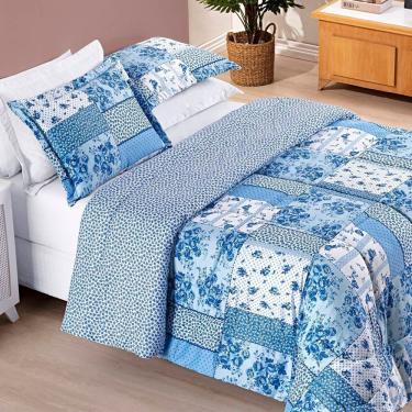 Imagem de Kit Edredom Dupla Face Queen Bouti 03 Peças - Azul Sereno