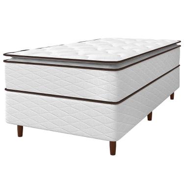 Imagem de Cama Box De Solteiro Umaflex New Itália Com Molas Ensacadas Branco Com Marrom