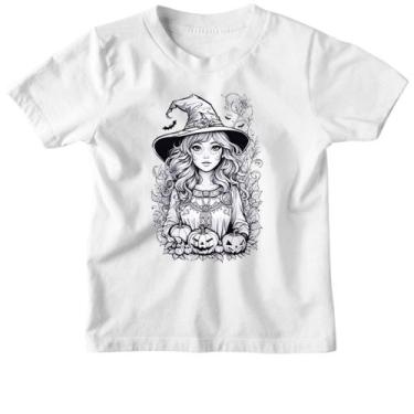 Imagem de Camiseta Infantil Bruxinha Art Line Halloween, 2