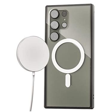 Imagem de ENCASED Carregador magnético sem fio 2 em 1 com capa para Samsung Galaxy S23 Ultra - Carregador compatível com MagSafe incluído (2023 Ultra-6,8 polegadas), transparente