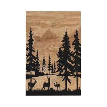 Imagem de ybclf Capa de interruptor de luz de madeira rústica de cervo em branco único pinheiro placa de parede decorativa placa elétrica para cozinha quarto