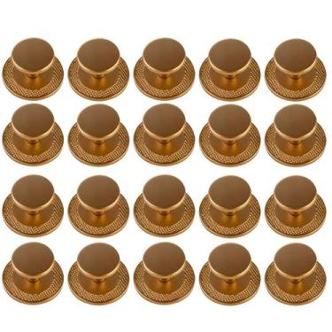 Imagem de Kit 20 Puxador Ponto Redondo Canela Dourado Escovado Para Gavetas De M