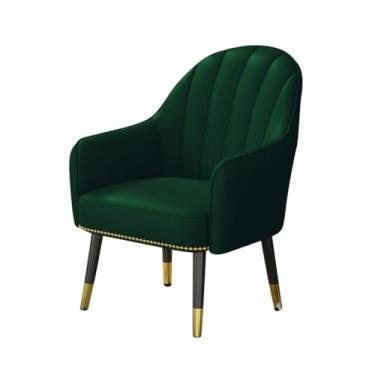 Imagem de Poltrona estofada de meados do século cadeira de leitura confortável cadeira de sala de estar de tecido com pernas de aço, cadeiras de recepção de convidados com encosto alto para saguão de escritório