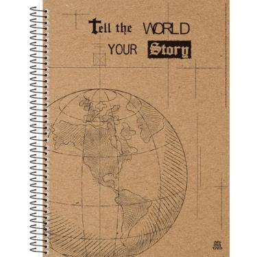 Imagem de Caderno Universitário Animativa, 10 matérias, Capa dura, Smartlines, 160 folhas, Papel Kraft Masculino, Pacote com 4