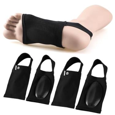Imagem de XINIFOOT Metatarsal Mangas de suporte de arco de compressão com almofadas de gel - alívio da dor para pés chatos e fasciite plantar - pulseira de arco para homens e mulheres (2 pares, preto)